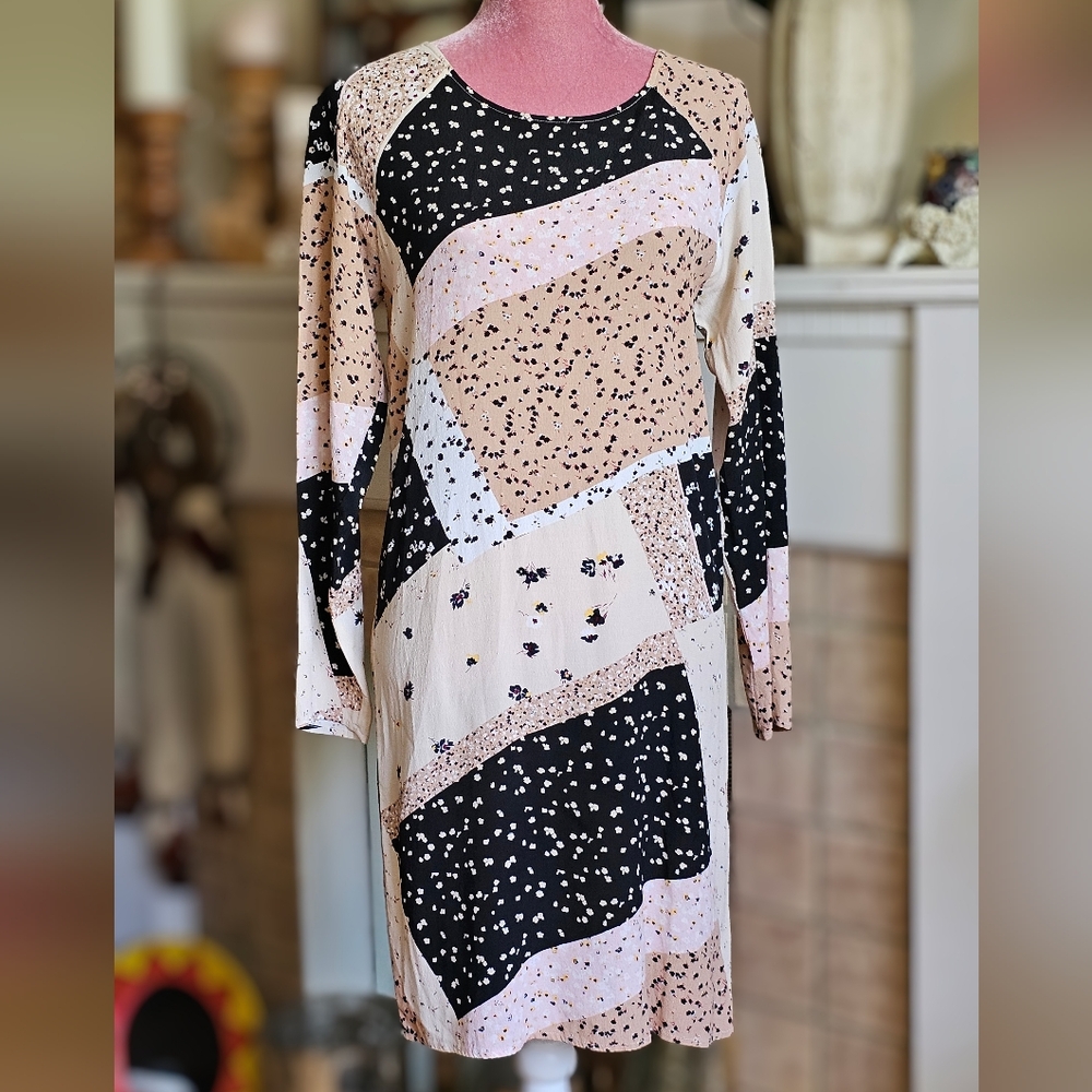 Ichi Sheath Dress. Size S. Patchwork Dress.